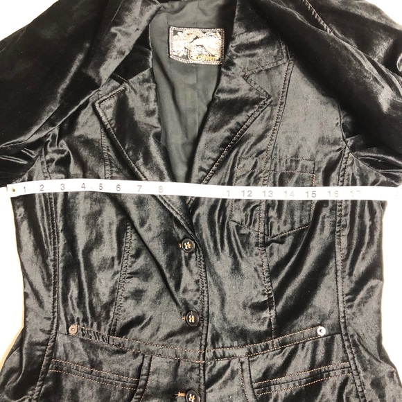 Rosner Black Velvet Blazer With Brown Stitching - Picture 4 of 10